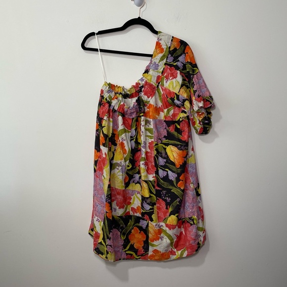 Mikiko Noritake x Anthropologie Women’s Multicolor Floral One Shoulder Dress Lp - Picture 2 of 9